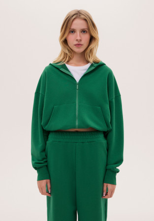 Худі трикотажне з затяжкою зелене